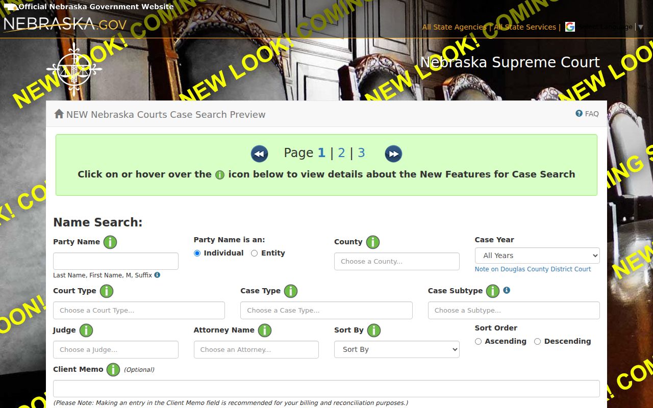 Pawnee County case search JUSTICE field preview