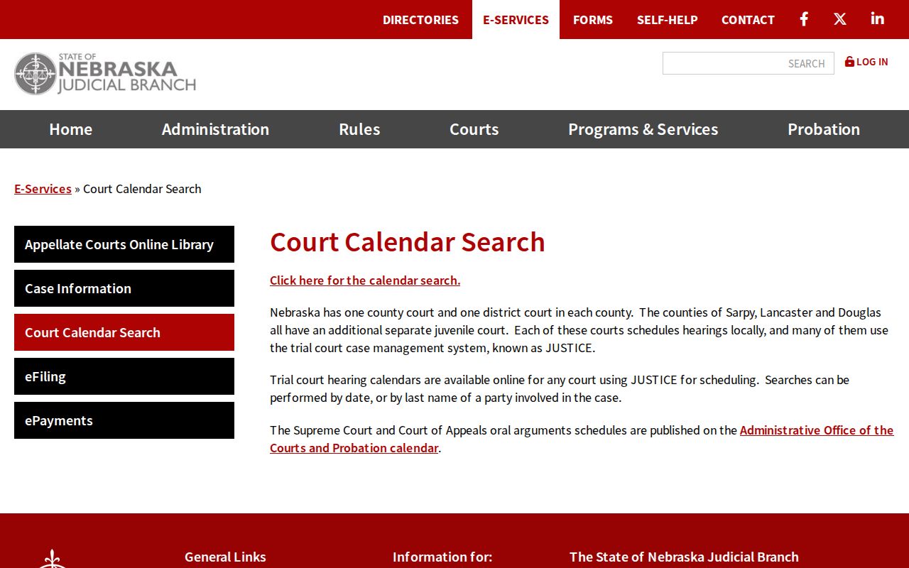 Pawnee court calendar search guidance