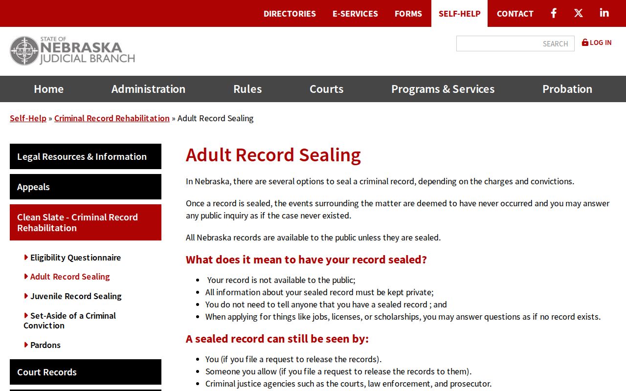 Pawnee criminal docket adult record sealing information