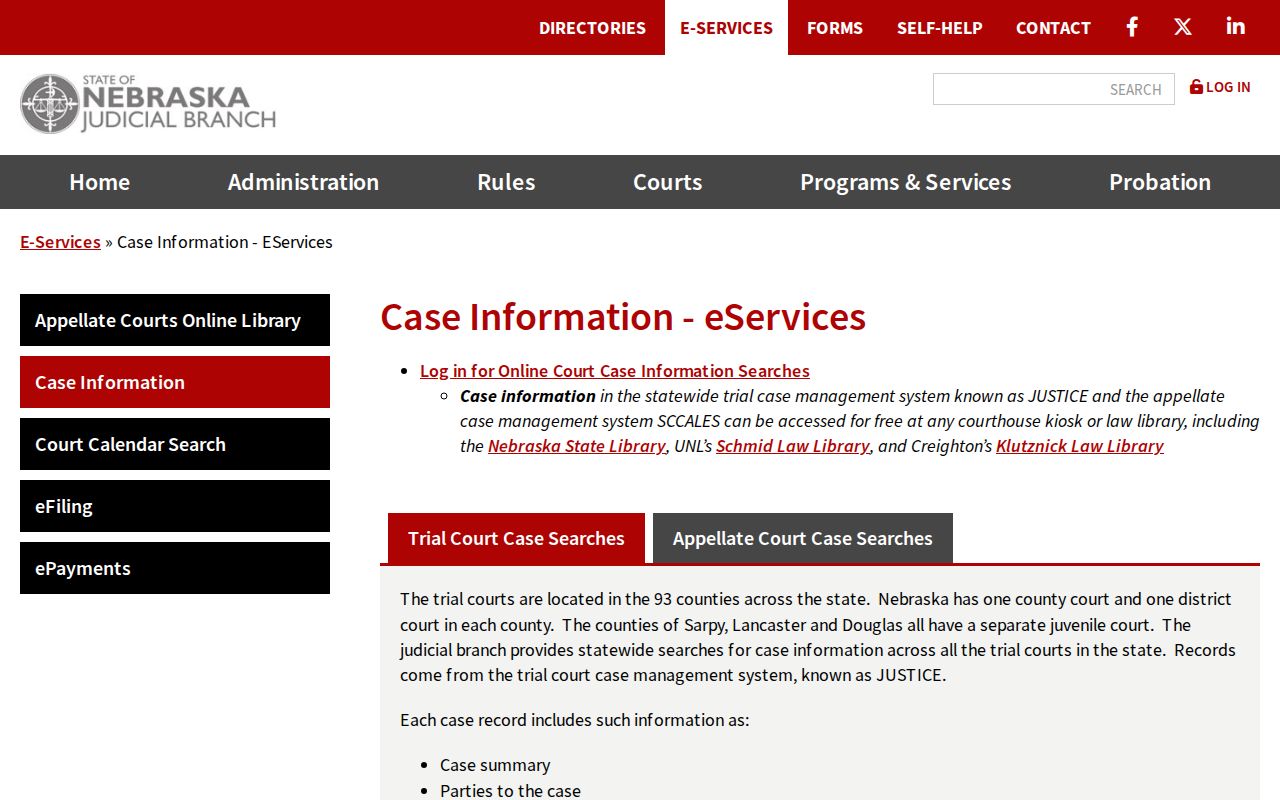 Pawnee criminal docket case information access
