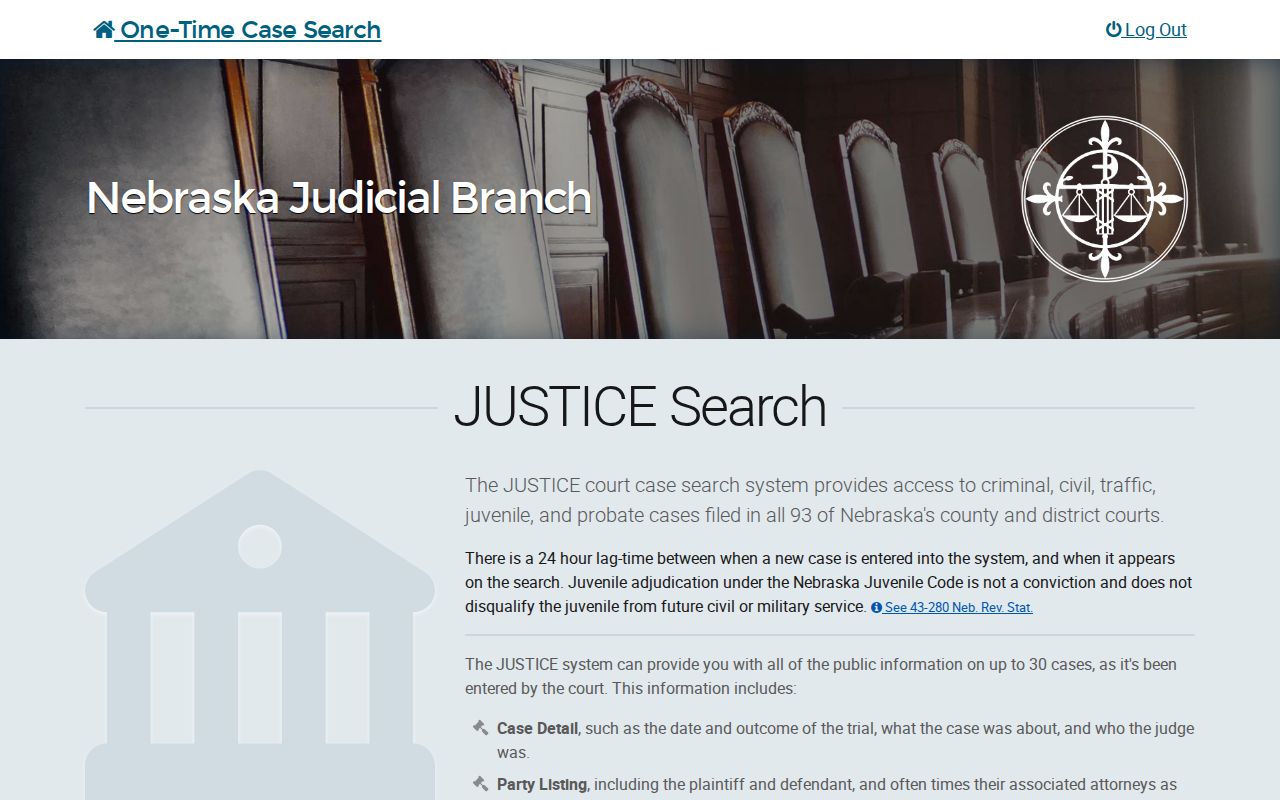 Pawnee criminal docket Nebraska JUSTICE one-time search
