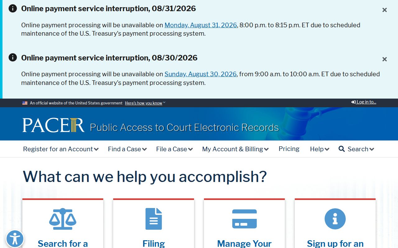 Pawnee County court docket federal PACER access