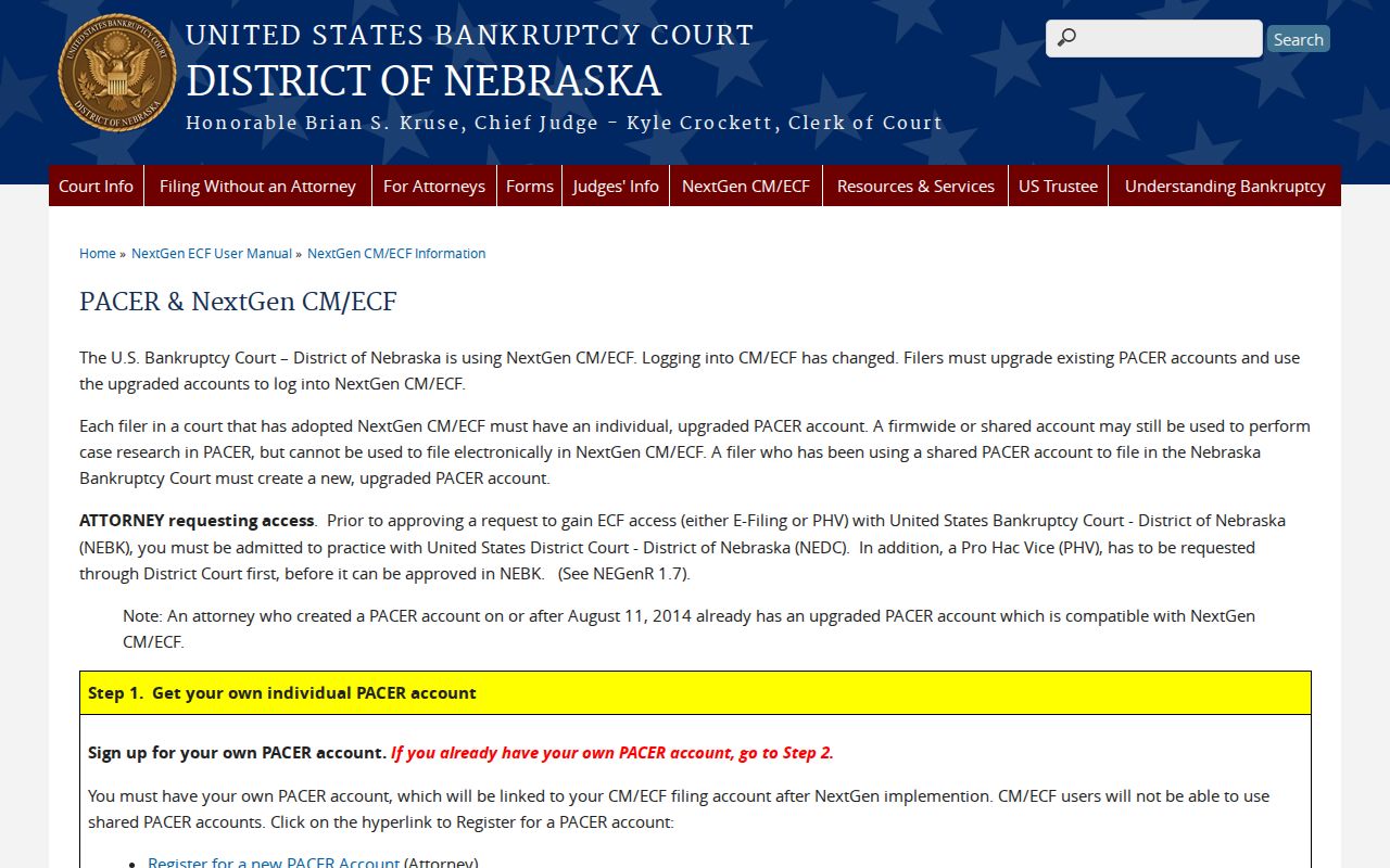 Pawnee County court docket bankruptcy PACER NextGen source