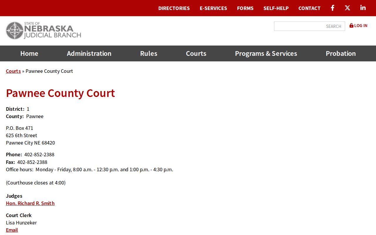 Pawnee City court docket and County Court directory context