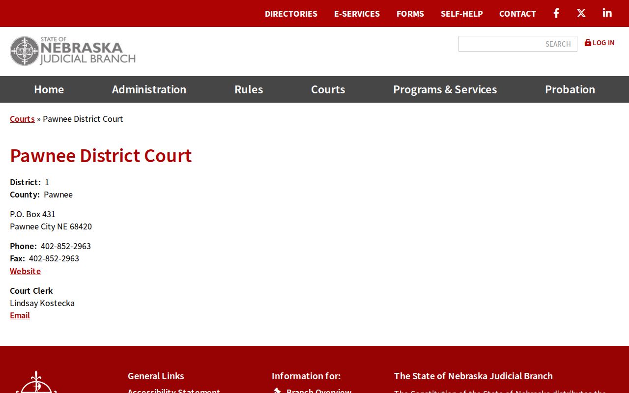 Pawnee City court docket and District Court records directory